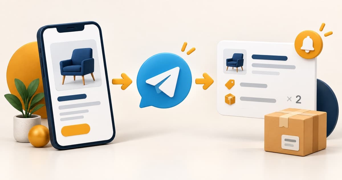 Товар из мобильного каталога отправляется заявкой продавцу в Telegram